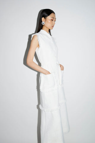 Huishan Zhang - Felicity Dress in White Tweed