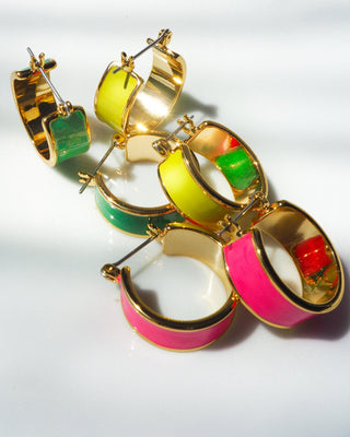 Luv AJ - Positano Hoops - Hot Pink - Gold