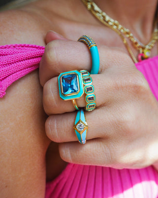 Luv AJ - Bezel Statement Ring - Turquoise - Gold