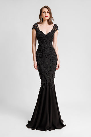 Gemy Maalouf - Mermaid Beaded Dress in Black