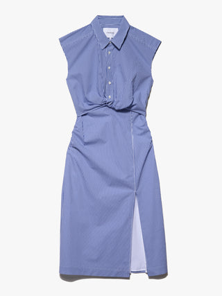 Frame - Sleeveless Twist Dress in Blue Stripe