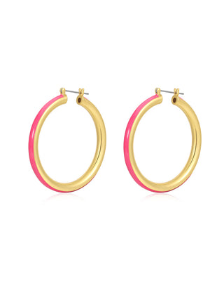 Luv AJ - Stripe Amalfi Hoops - Hot Pink - Gold