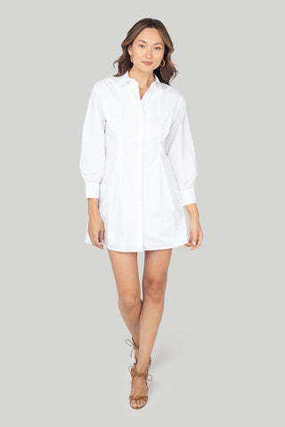 Frame - Pleated Shirt Dress in White