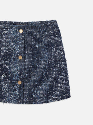 Frame - Denim Boucle Skirt in Blue Magic