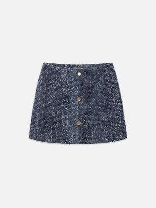 Frame - Denim Boucle Skirt in Blue Magic