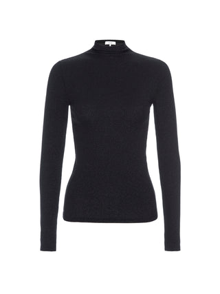 Frame - Lurex Turtleneck Top in Black