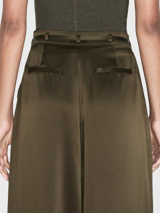 Frame - Long Silk Trouser in Rich Military Green