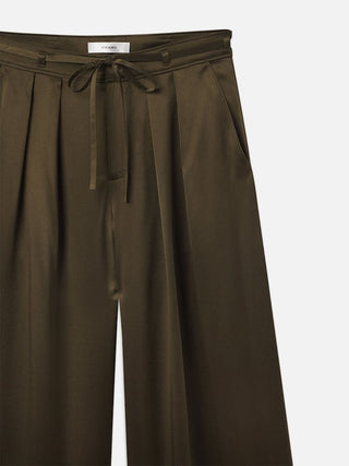 Frame - Long Silk Trouser in Rich Military Green