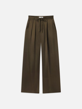 Frame - Long Silk Trouser in Rich Military Green