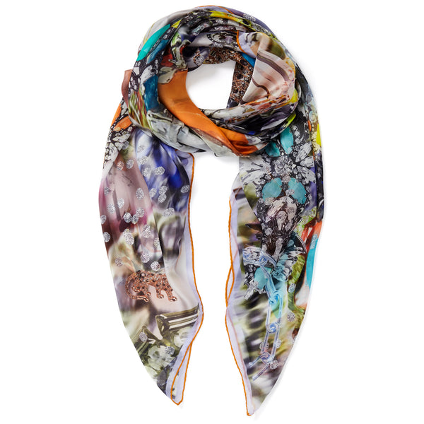 The Block Print Neckerchief, bright multicolour printed still twill scarf –  JANECARR